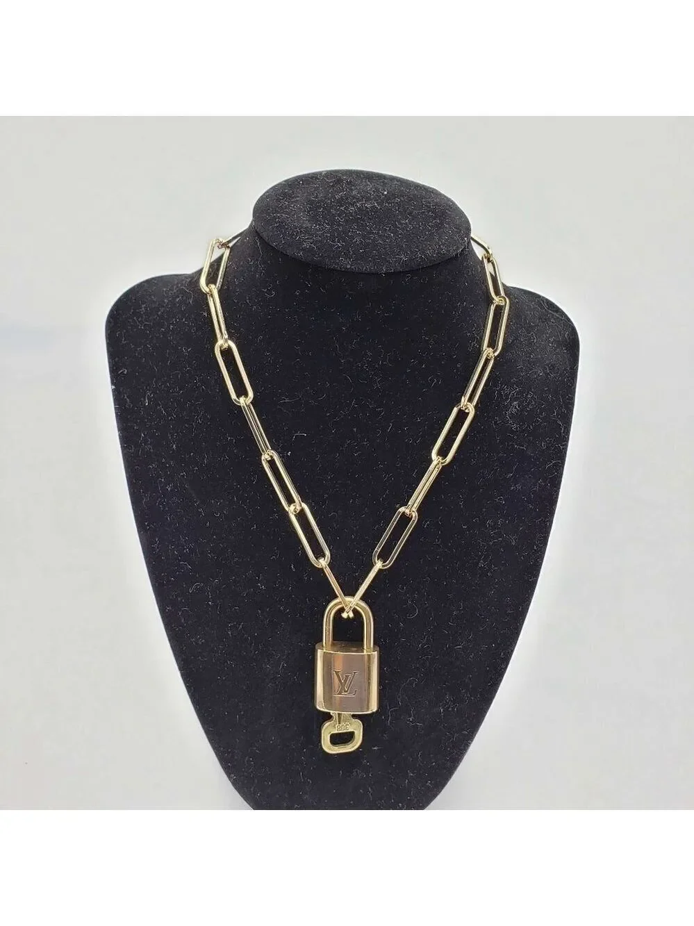 Authentic Louis Vuitton Lock & Key with Unbranded Gold Plated Chain Necklace